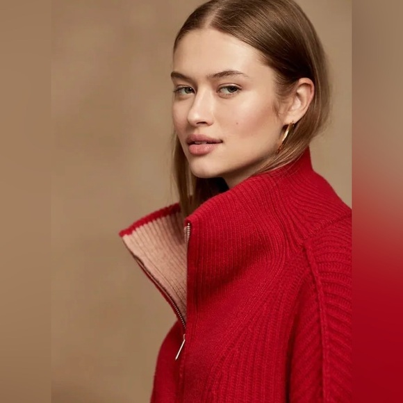 AS IS! NWT! Banana Republic Black Oversized Half-Zip Sweater - Size Large - Picture 4 of 14